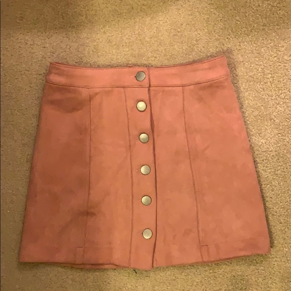 Pink Suede Skirt